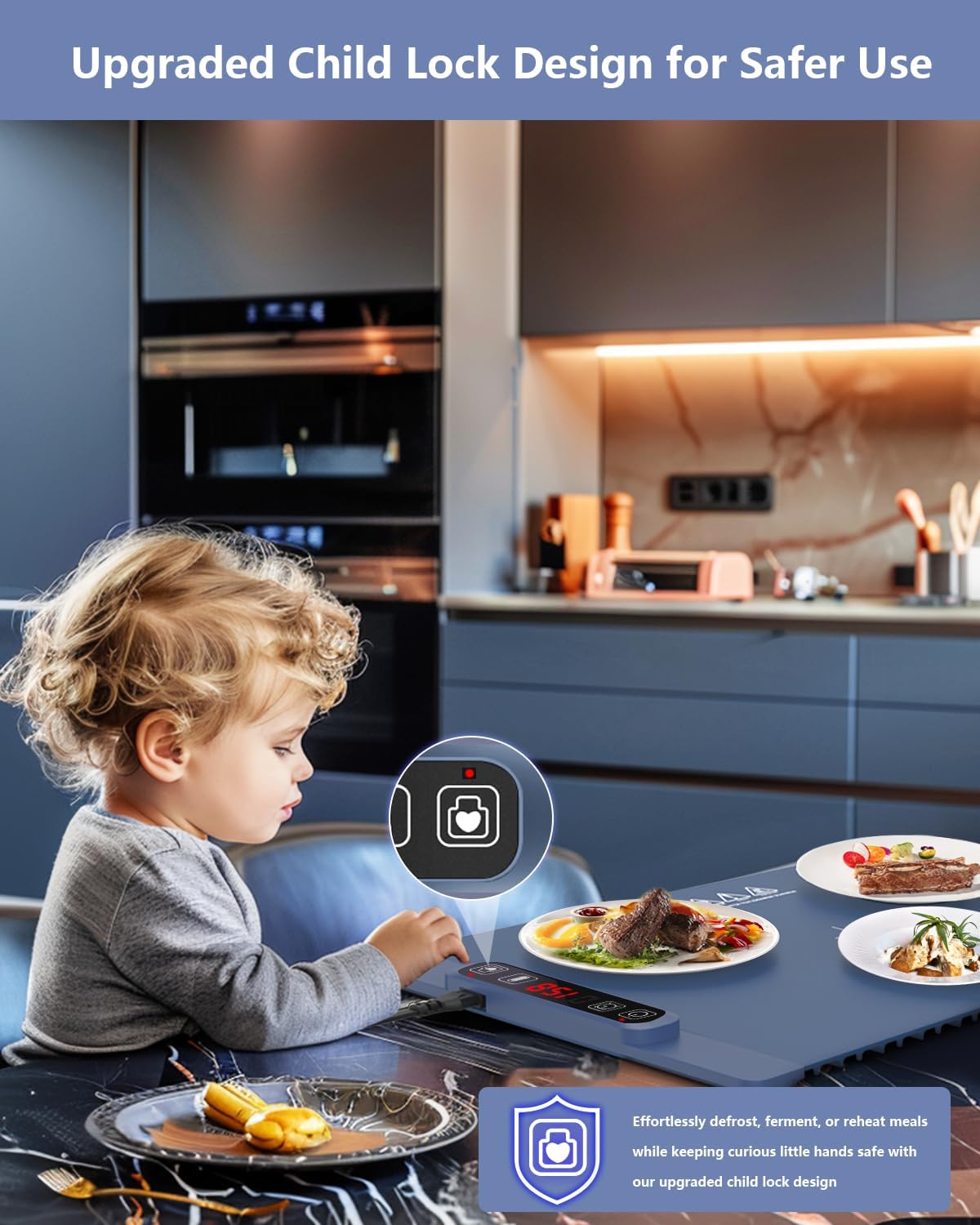 Electric Warming Tray - Full Surface Heating, Rollable & Portable,Premium Silicone Nano-Material, 5 Temperature Settings, Auto Shut-Off Versatile Food Warmer for Gatherings,Heating Mat for Food