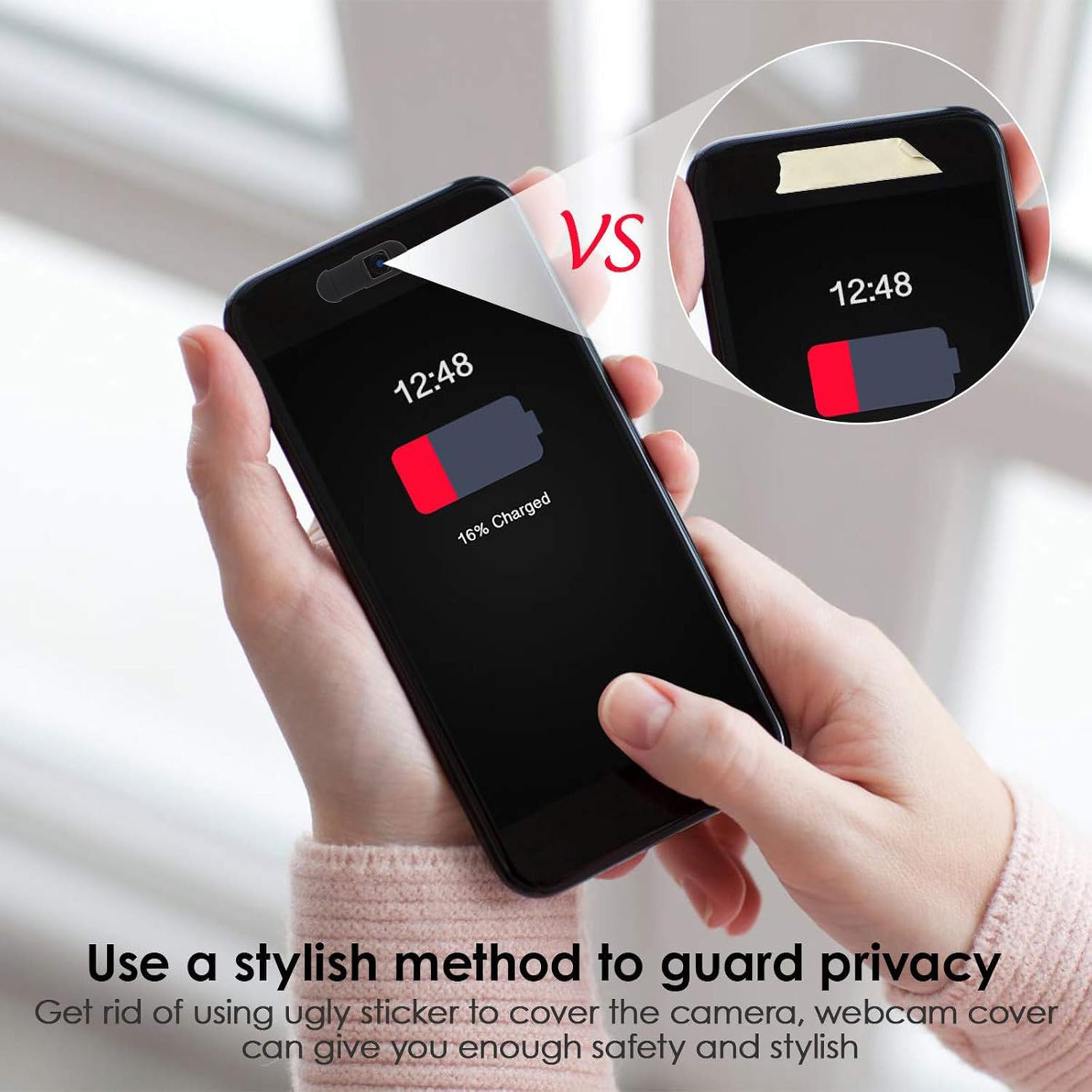Webcam Cover Slide with Adhesive Backing, Easy to Use 4 Pieces Abs Material Privacy Protector Black for Laptop and Tablet for Web Camera