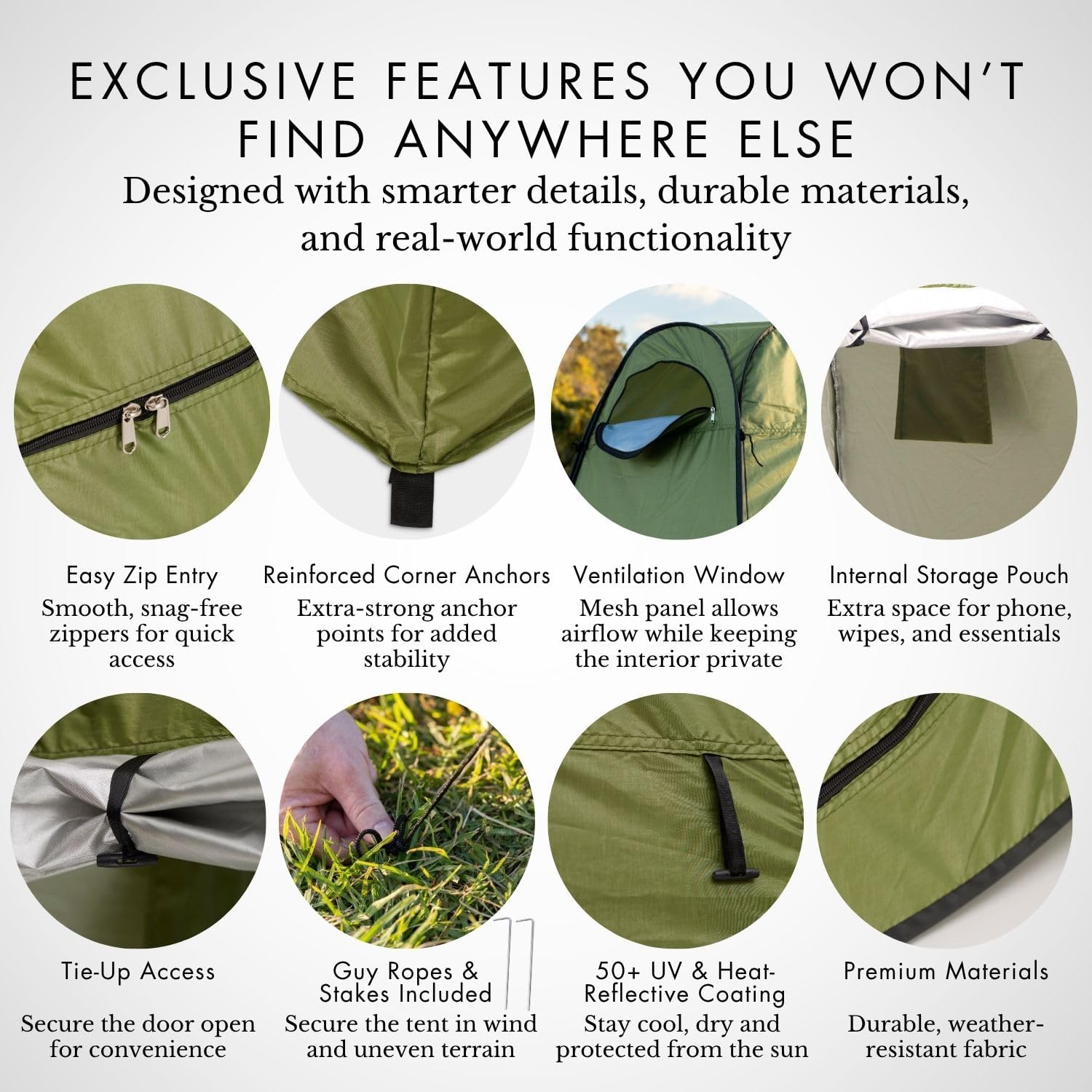 Portable Pop-Up Privacy Tent – Black/Green & Carry Bag. Outdoor Shower, Toilet, and Changing shelter. Water-Repellent, Compact, UV-Protective. Privacy Tent for Camping, Beach, Hiking, and Festivals.