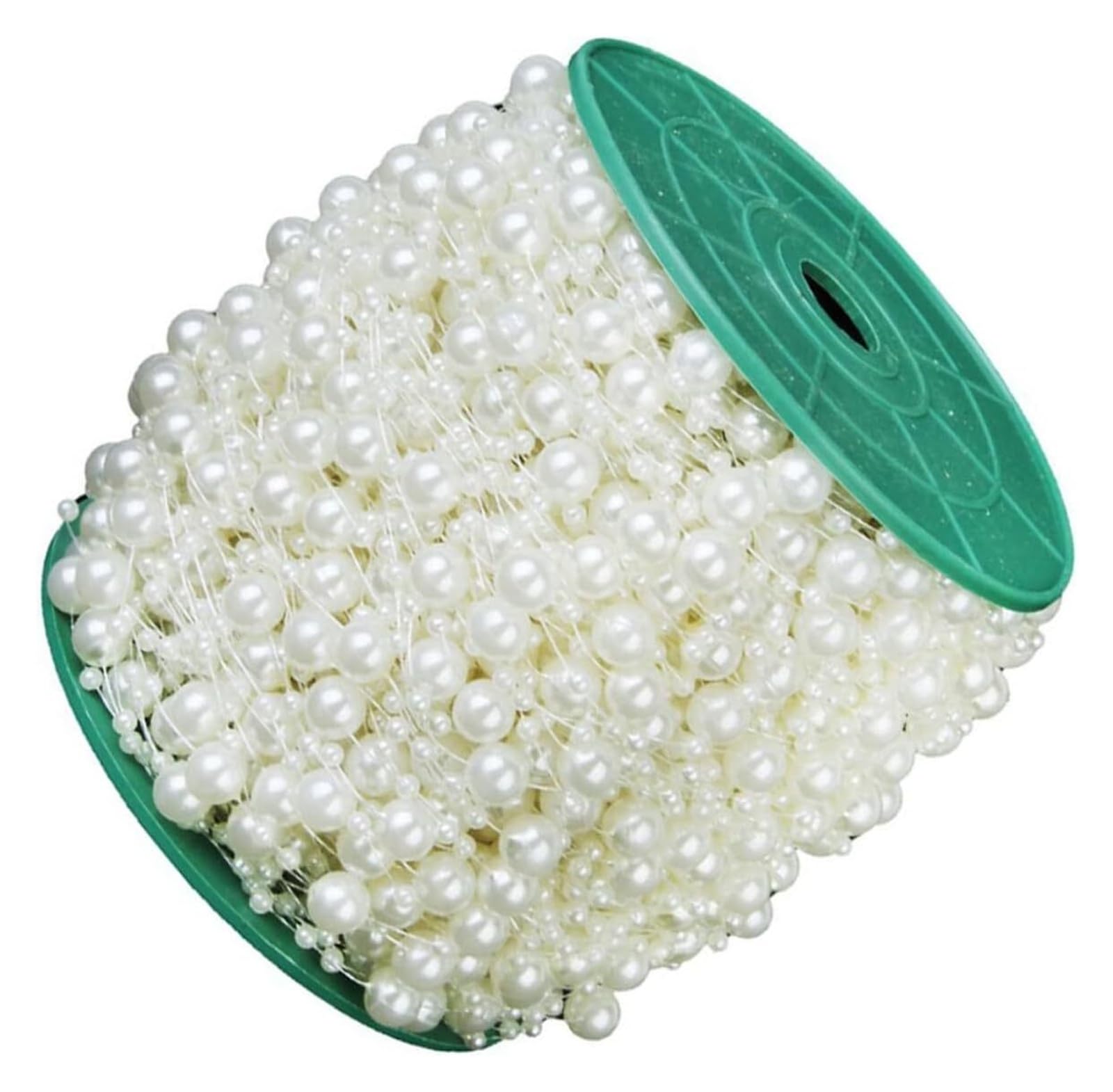 Dekoracje imprezowe, zasłony z tiulu Łańcuszek z koralików sztuczne perły 60 m do dekoracji ślubnych DIY(Beige)