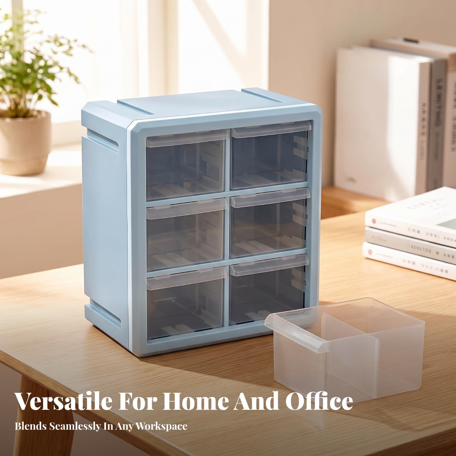 Organizzatore a Cassetti Cassetti Trasparenti Estraibili Mobili Contenitori Plastica Arredo Ufficio, Nero