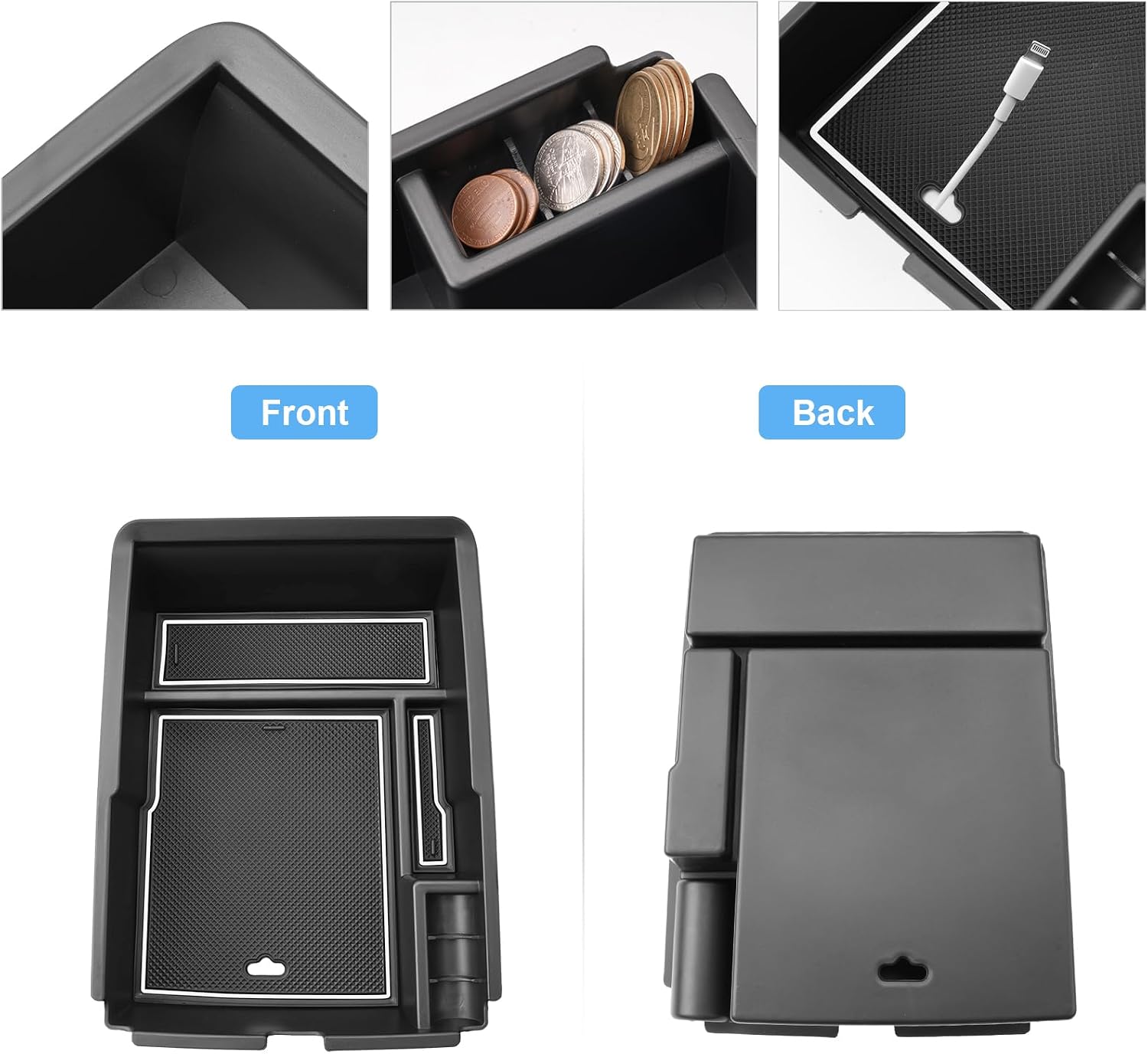2024 2025 2026 Sorento Accessories Center Console Organizer for Kia Sorento (All Trims), Durable ABS Plastic&Anti-Slip Rubber Console Tray Insert 2026 2025 Sorento X-Line (White Mats)