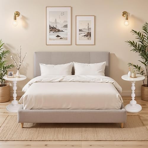 Miniatura 3 de Mesa auxiliar redonda pequeña de metal, mesa de noche vintage para espacios pequeños, mesas de pedestal modernas para sala de estar, dormitorio,