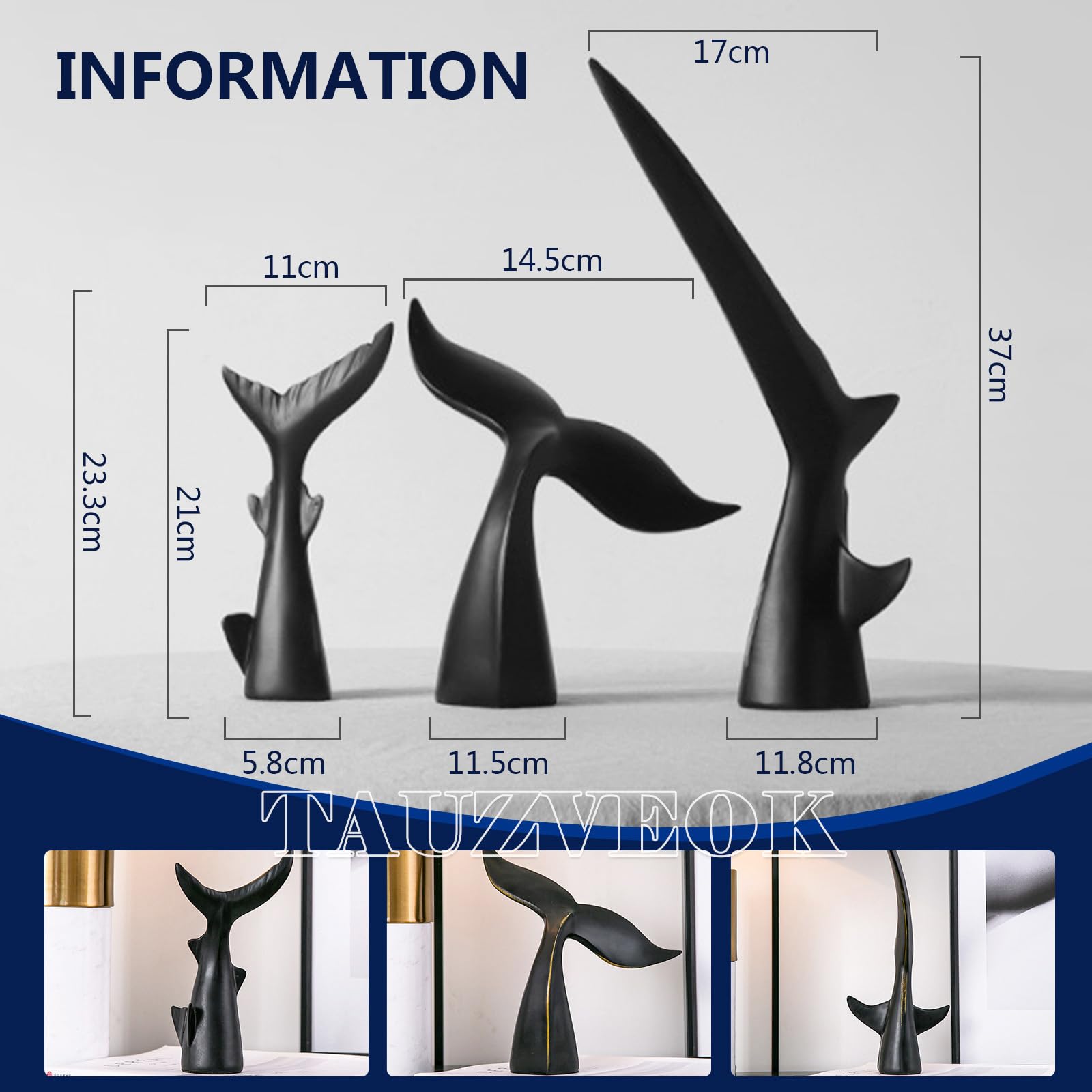 Schwarz Wal Tail Deko Skulptur, Maritime Dekoration, Ozean Dekoartikel, Harz, Black b