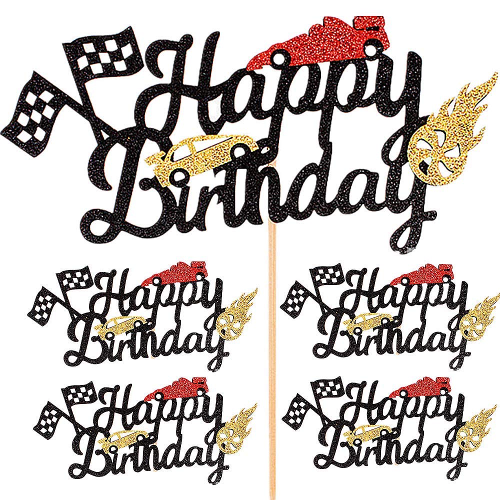 Buy 5PCS Racing Car Birthday Cake Topper Hat Happy Birthday Car Cake