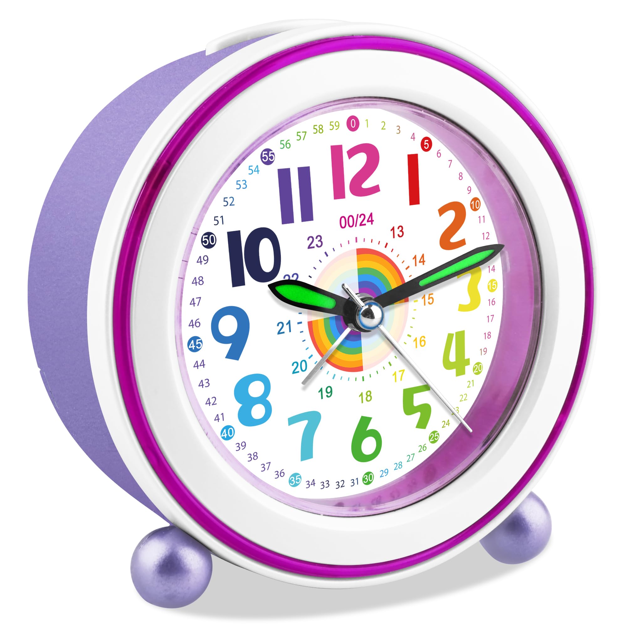 DTKID Wecker Kinder, Kinderwecker Ohne Ticken mit Snooze und Nachtlicht, Analoger Wecker für Jungen und Mädchen, Lernwecker Kinder, Batteriebetrieben