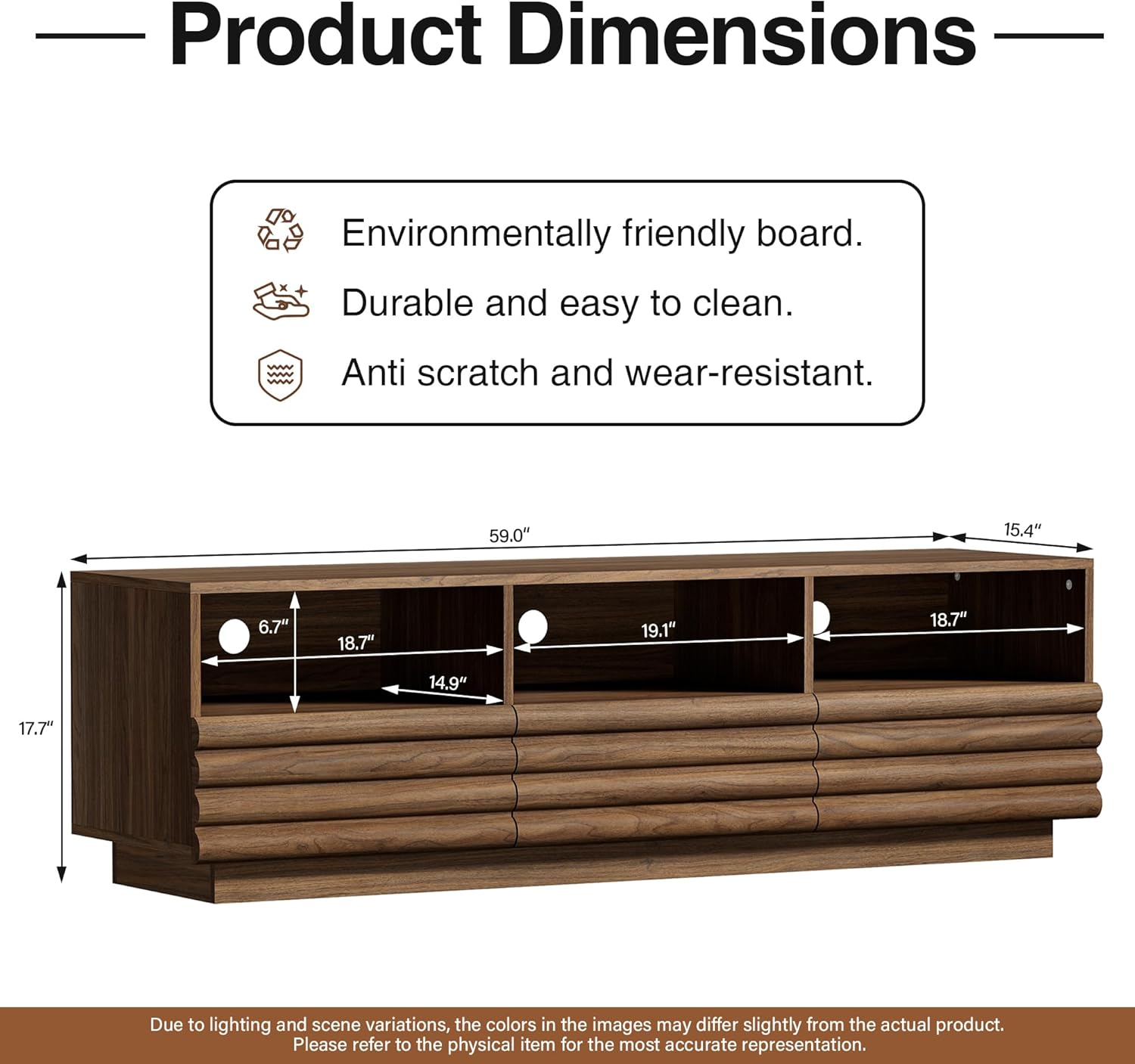Mid-Century Modern TV Stand for 50-60 inch TV, Entertainment Center with Storage & Drawers, Media Console Table for Living Room Bedroom, Walnut