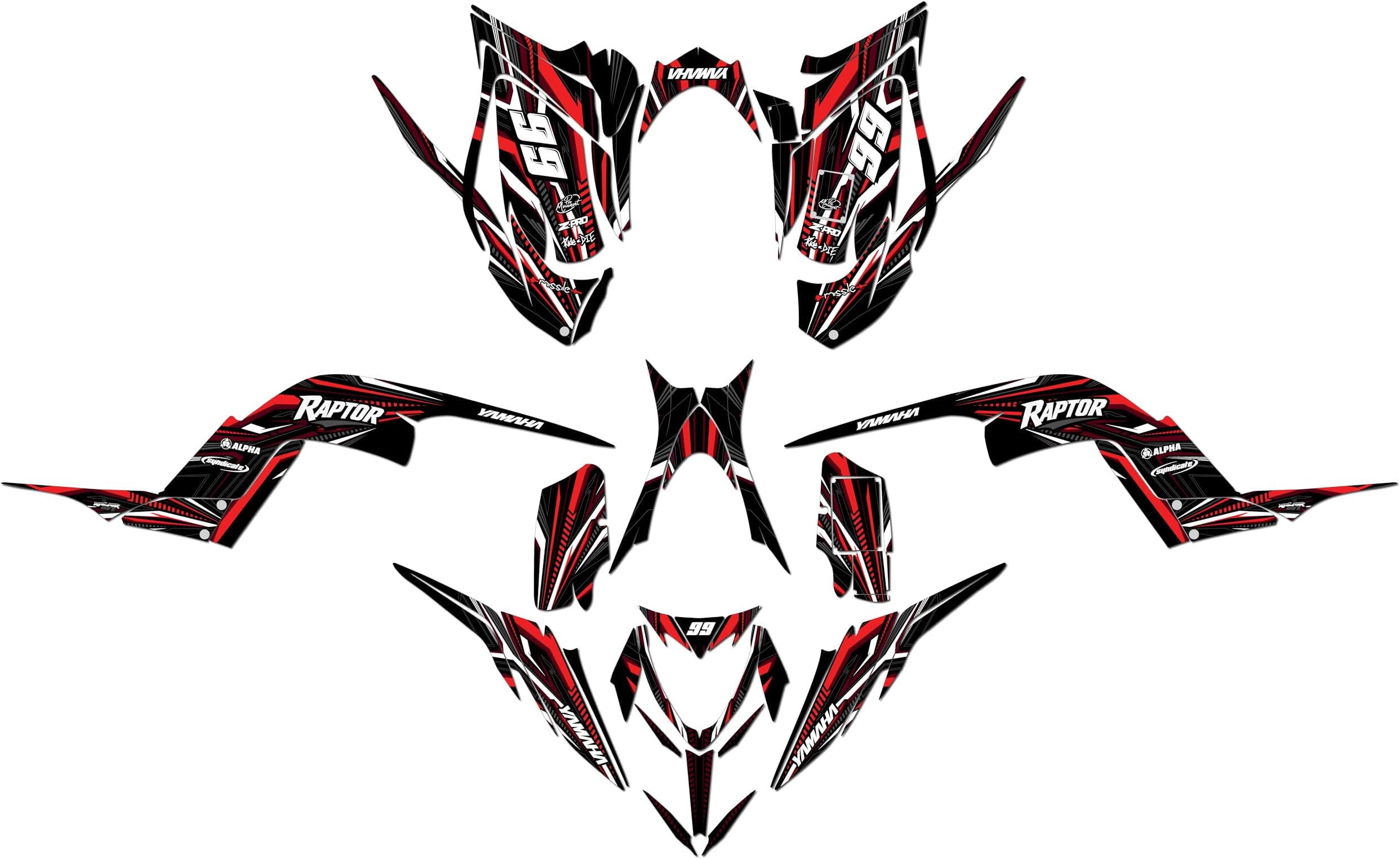 Graphics Kit for Yamaha Raptor 700 (2013+) Prime Series Red 16 Mil - On/Off The Road - ATV UTV Dirt Bike Stickers, Quad Dirtbike Racing Decal Automotive Motocross Accessories no-Plastics