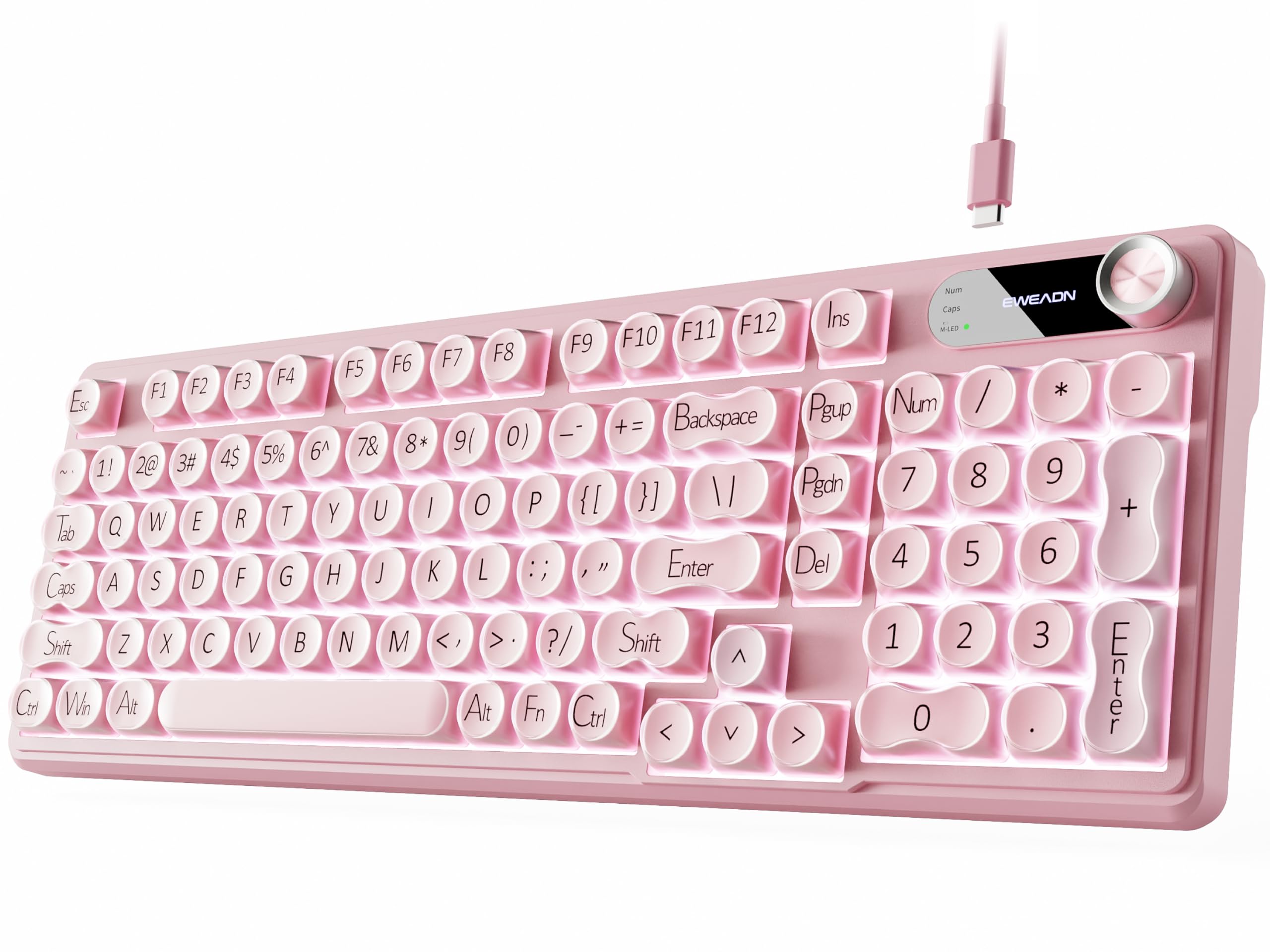 Amazon | ナンバーパッド付き有線クリーミーキーボード、98キー