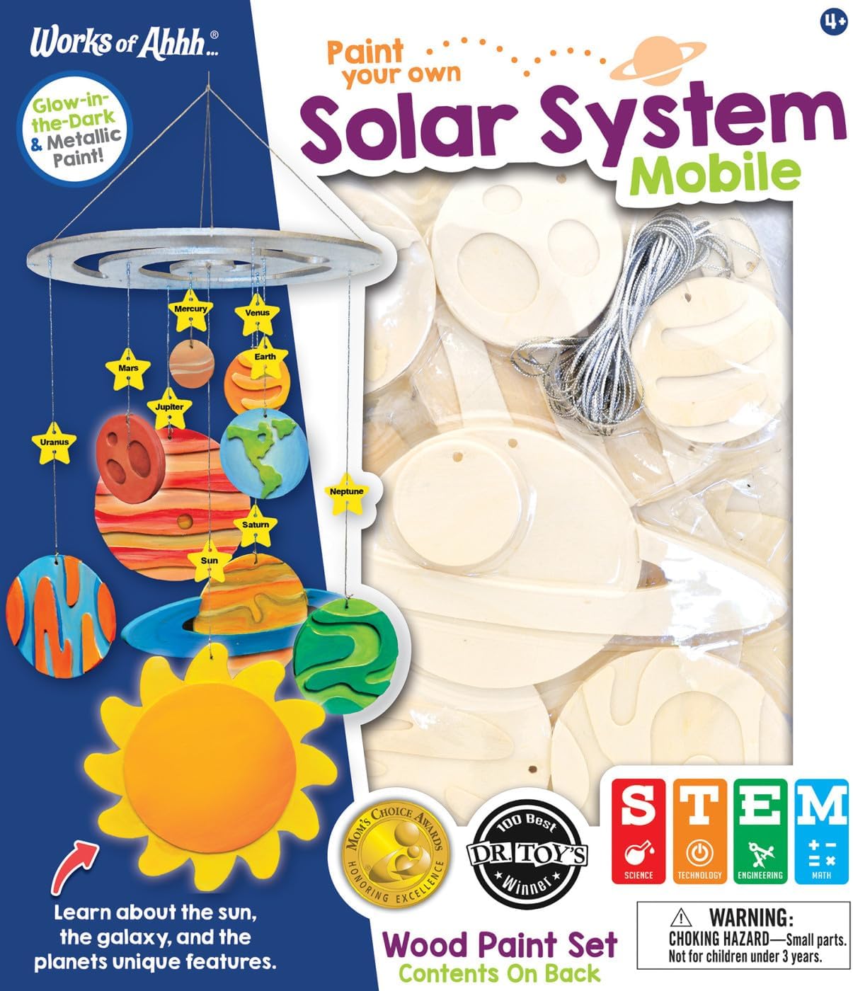 Works of Ahhh... Craft Set - Solar System Mobile Classic Wood Paint Kit