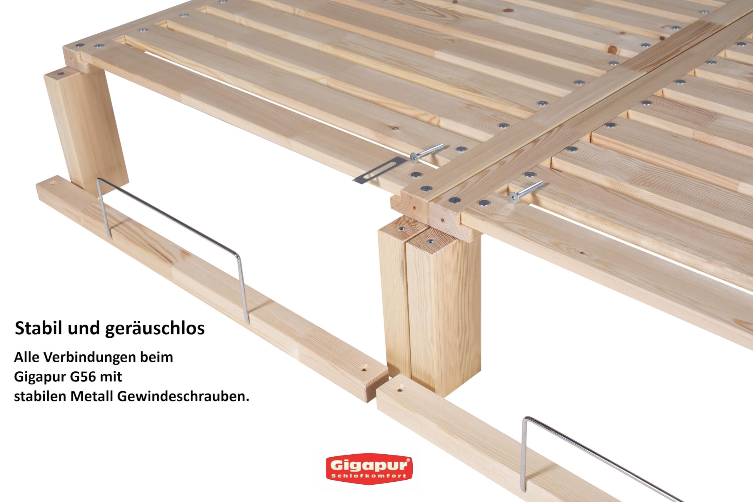 G56 XXL Massivholzbett 270x200 cm Kiefer Modul-Bett mit Lattenrost