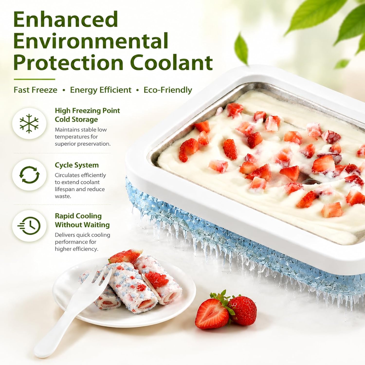 Rolled Ice Cream Maker, Manual No-Electric Stainless Steel Ice Cream Roller Tray with 5 Sets Disposable Tableware, Home DIY Frozen Yogurt Cold Plate for Kids and Family