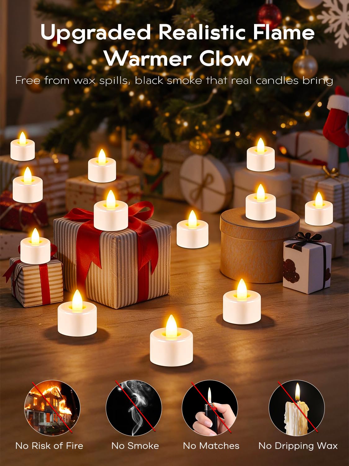 Candele LED Ricaricabili Con Telecomando, 12 Pezzi Candele Tea Light Finte