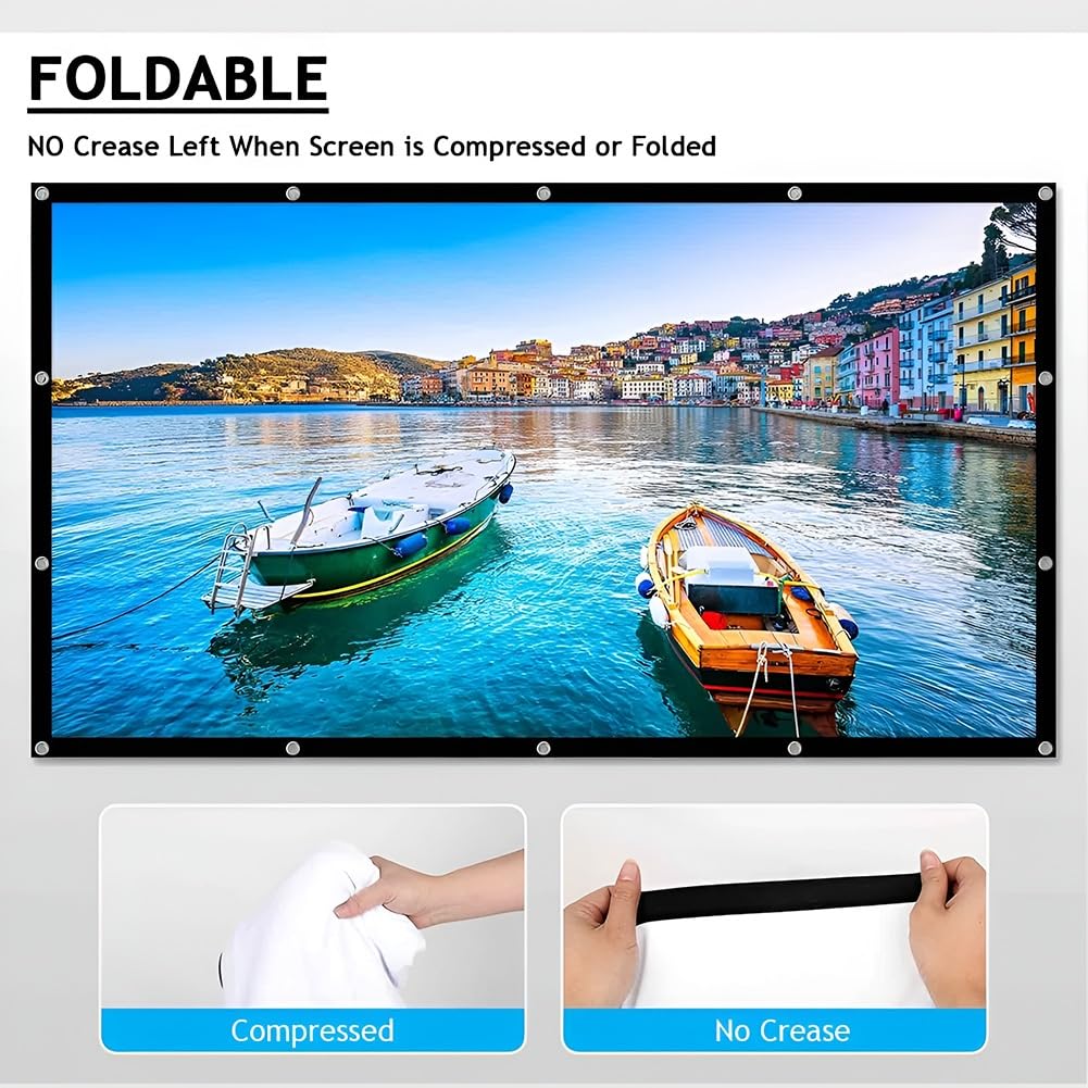 Schermo per Proiettore Pieghevole Portatile da 300 Pollici 16:9 Telo Proiettore 4k HD Anti Rughe, Supporta la Proiezione su Doppia Faccia(200 Inch)
