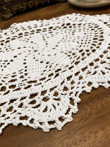 Miniatura 6 de janef Manteles individuales de algodón hechos a mano de ganchillo blancos de 11 x 15 pulgadas, 2 unidades