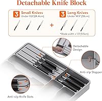 Vista 5 de Lifewit Silverware Organizer for Kitchen Drawers, Expandable Utensil Tray with Removable Knife Block, Adjustable Cutlery and Flatware Holder