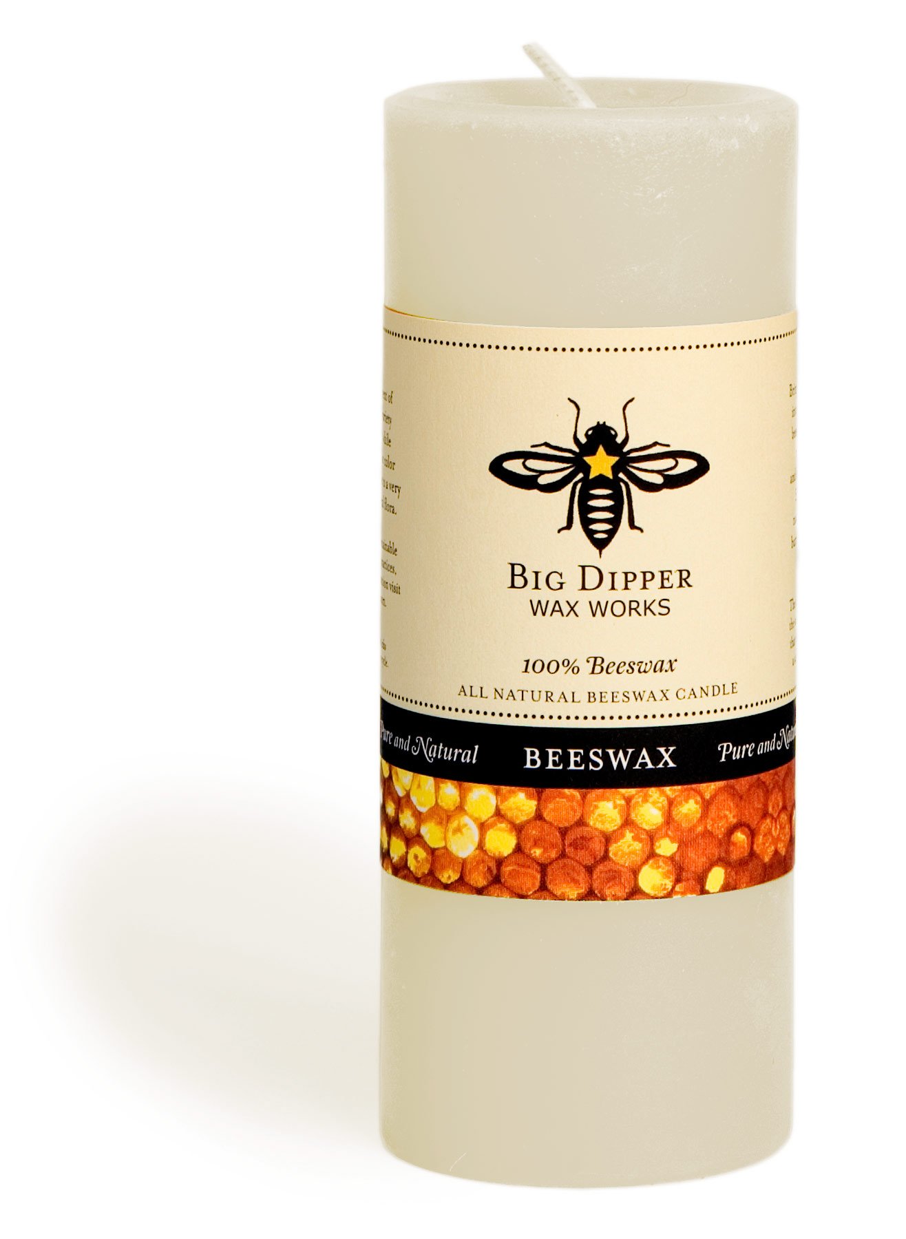 Big Dipper Wax Works Ivory White Pillar Candle, 40-Hour Long Burn, Pure Beeswax Candle, 2" x 4.75”