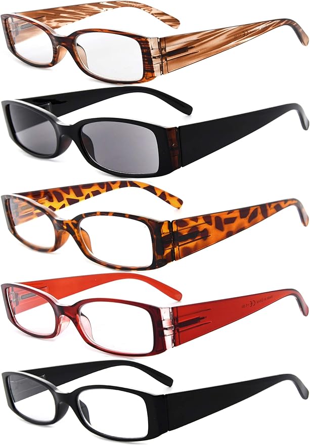 Eyekepper 5 Pairs Reading Glasses for Women Reading Inlcude Reader Sunglasses +2.00