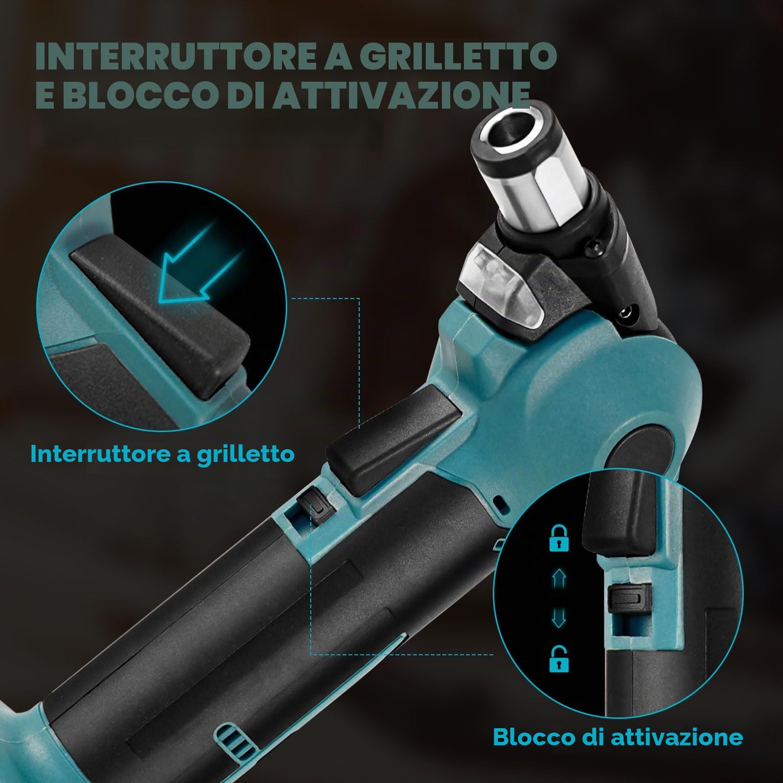 Martello elettrico senza fili per batteria Makita 18V, martello per chiodi elettrico con testa regolabile a 3 posizioni, mandrino magnetico per forare in legno e metalli morbidi (senza batteria)