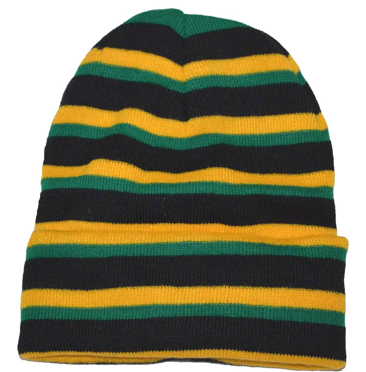 Pyin Men's Long Beanie Knit Hat Black Yellow Green
