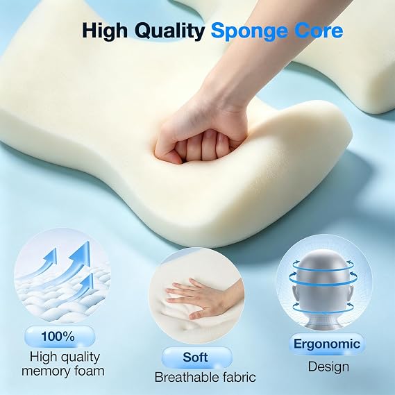 Massage Breast Cushion and Face Down Support Pillow Set with Memory Foam, Breathable Removable Washable Cover, Non-Slip Bottom, Bolster Head Rest for SPA Home Beauty Salon Bedroom