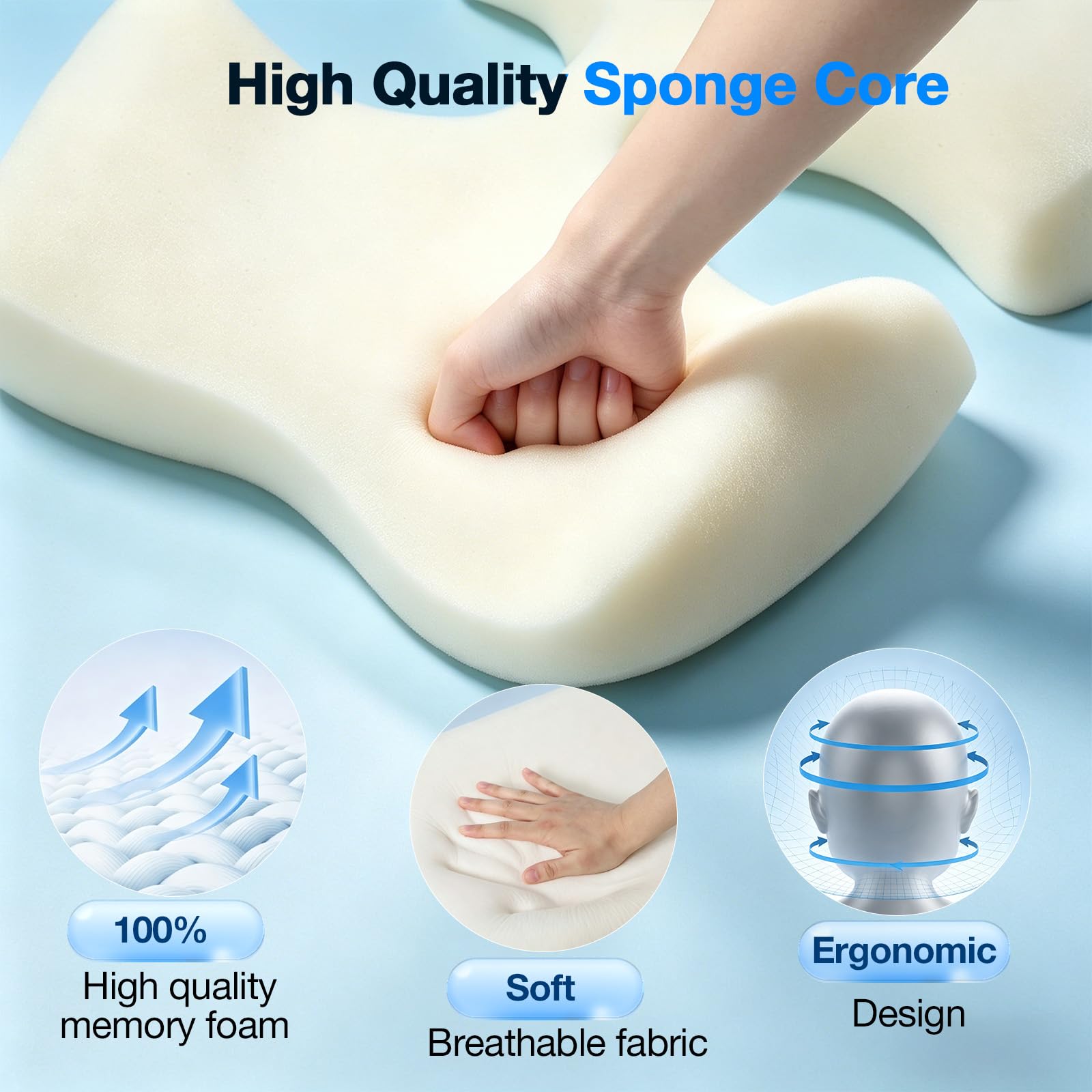 Poggiatesta massaggiante per letto, set da 3 pezzi, cuscino per il petto a T, cuscino per il viso con foro per testa e cuscino per il collo, supporto ergonomico per la posizione addominale