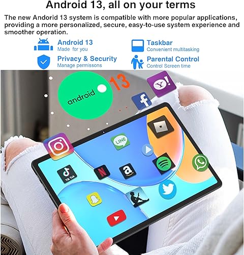 Miniatura 4 de Tabletas Android 13 de 11 pulgadas 2023, 16 GB de RAM+256 GB ROM+1 TB expandir, Octa-Core 2.0 GHz, pantalla FHD 2K 2000 x 1200, 8600 mAh, cámara de