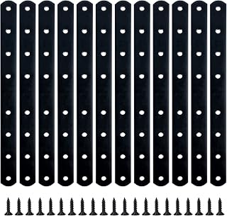 KisSealed 12 Pcs Black Flat Straight Corner Brace Straight Brackets,10" Cast Iron Mending Plate Heavy Duty Metal Joining Repair Plates Fixing Bracket Connector for Repairing Wooden Furniture