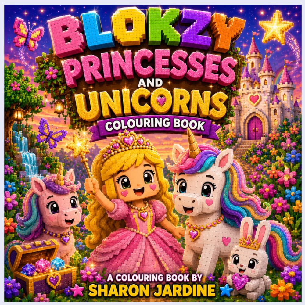 Blokzy Princesses and Unicorns Colouring Book: 30 Magical Princesses, Unicorns, Castles and Fantasy Adventures to Colour (Blokzy colouring books)