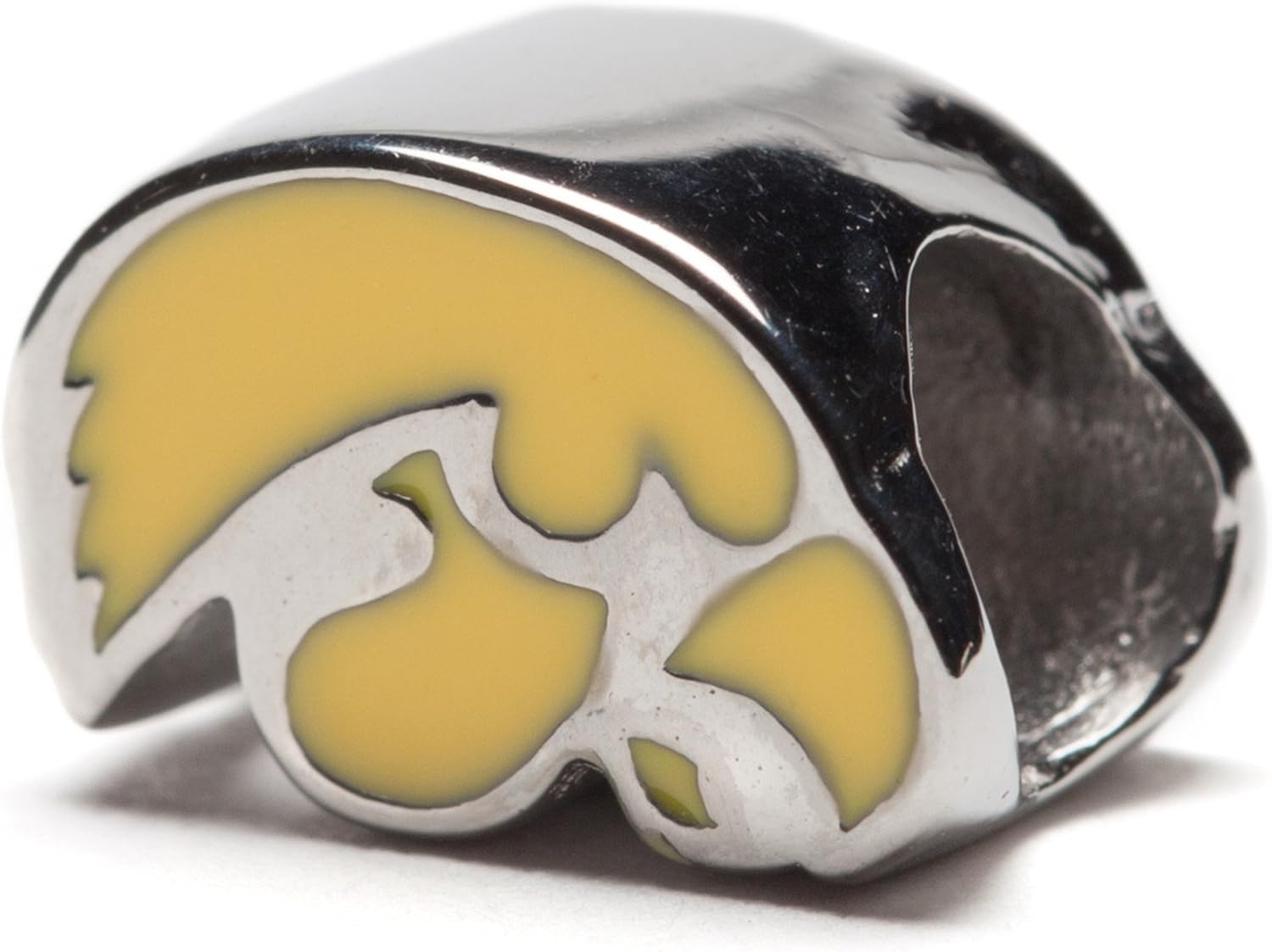 Stone Armory Iowa Hawkeye Charms for Charm Bracelets - Yellow Hawkeye Bead for Bracelets - Hypoallergenic Stainless Steel Charms - Iowa Hawkeye Jewelry