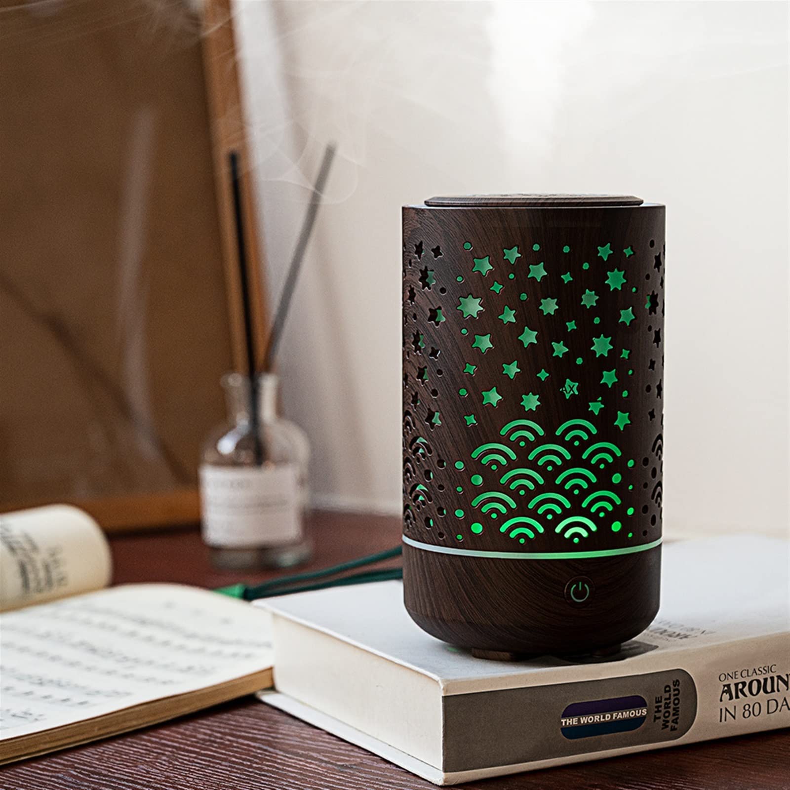 Nawilżacz mgiełki 230 ml wydrążony aromaterapia drewna USB nawilżacz powietrza ultradźwiękowy chłodna mgiełka aromat dyfuzor olejków eterycznych vaporizer nawilżacz (kolor: B)