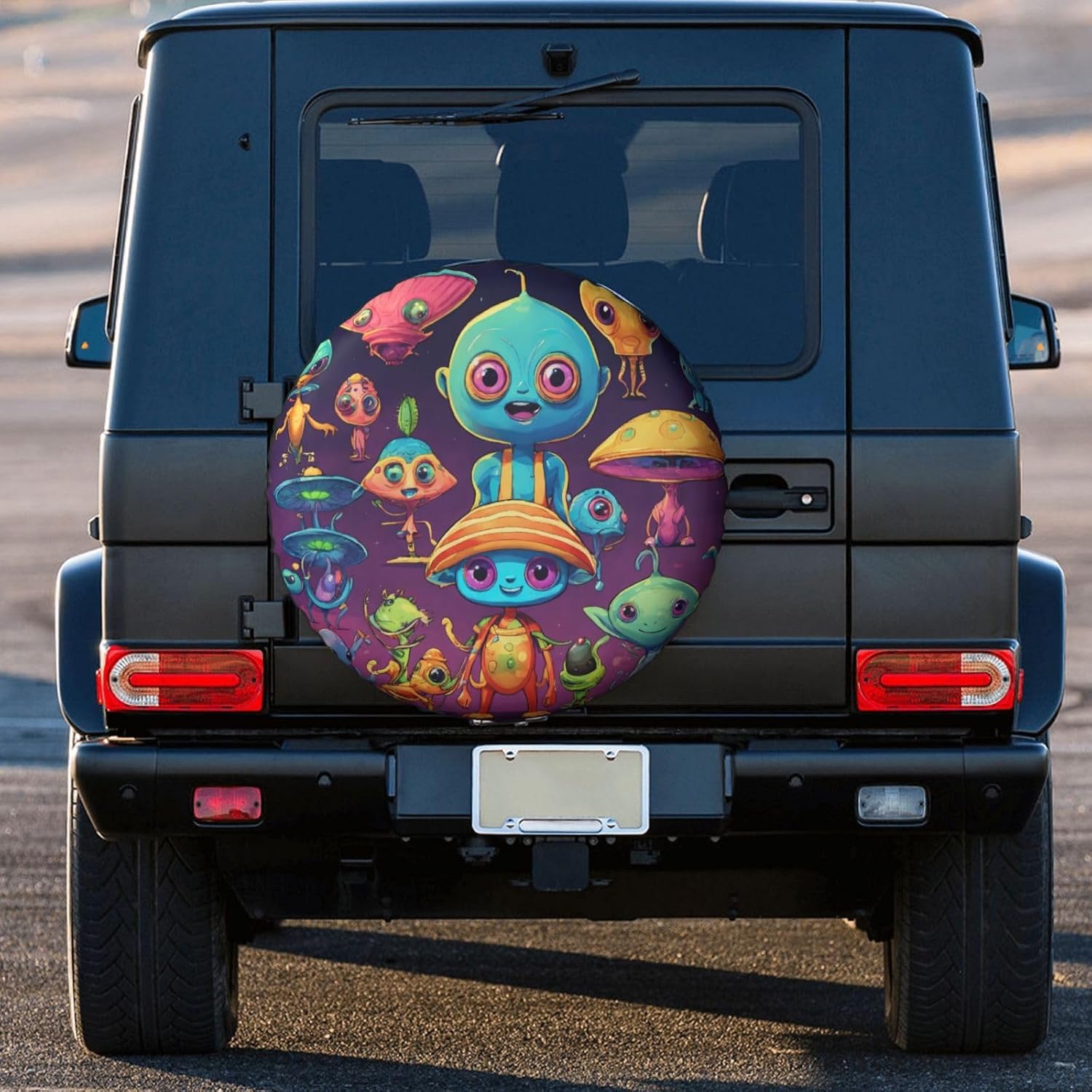 Astronaut and Alien Print Tire Cover Universal Spare Wheel for Trailer Rv SUV Truck Camper Travel Accessories