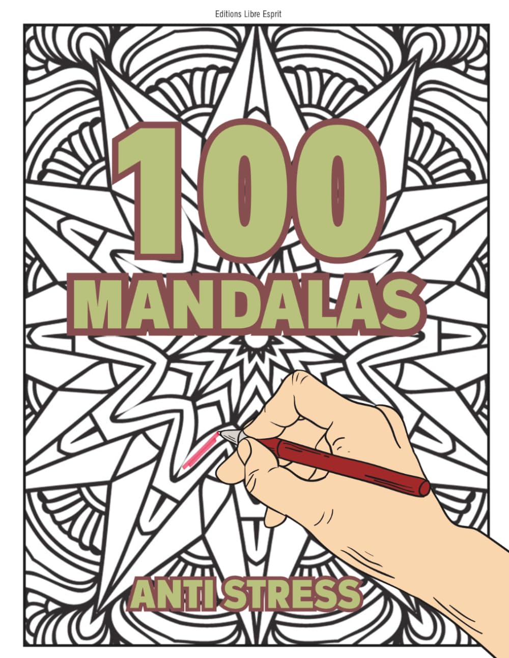 100 MANDALAS Anti-Stress: Grand cahier de coloriage pour adulte avec 100 dessins relaxants. Idéal pour l'art-thérapie, la pleine conscience et la gestion de l'anxiété. Impression recto seul