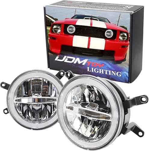 iJDMTOY Kit de luz antiniebla LED de alta potencia de 30 W con anillo de halo LED compatible con modelos Gen5 Ford Mustang GT Deluxe, Premium o