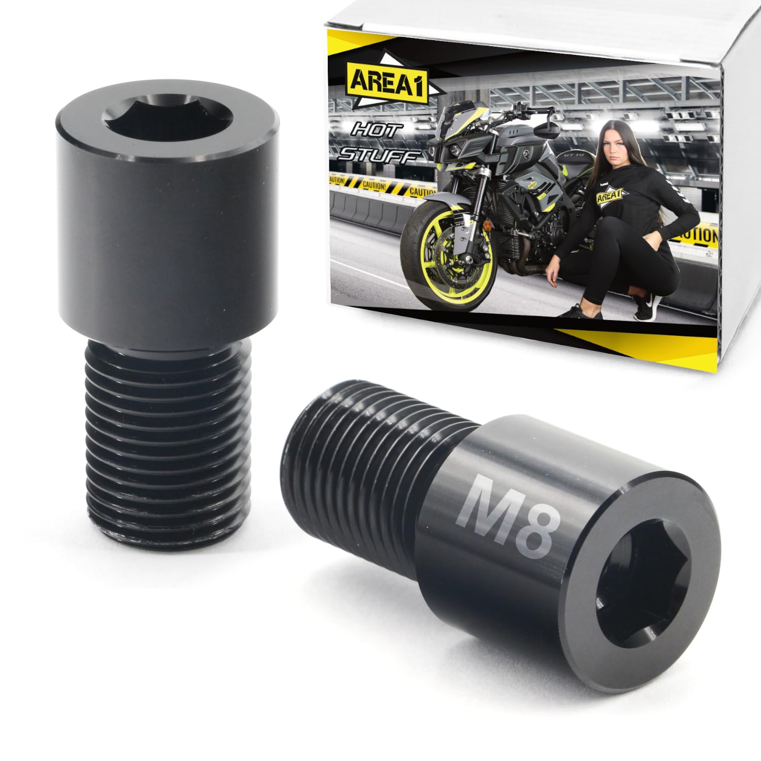 Area1 Adattatore per specchietto retrovisore per manubrio M8 per moto con filettatura M16 nel tubo del manubrio