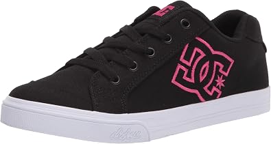 DC girls Chelsea Skate Shoe, Black/Pink Stencil, 11 Little Kid US