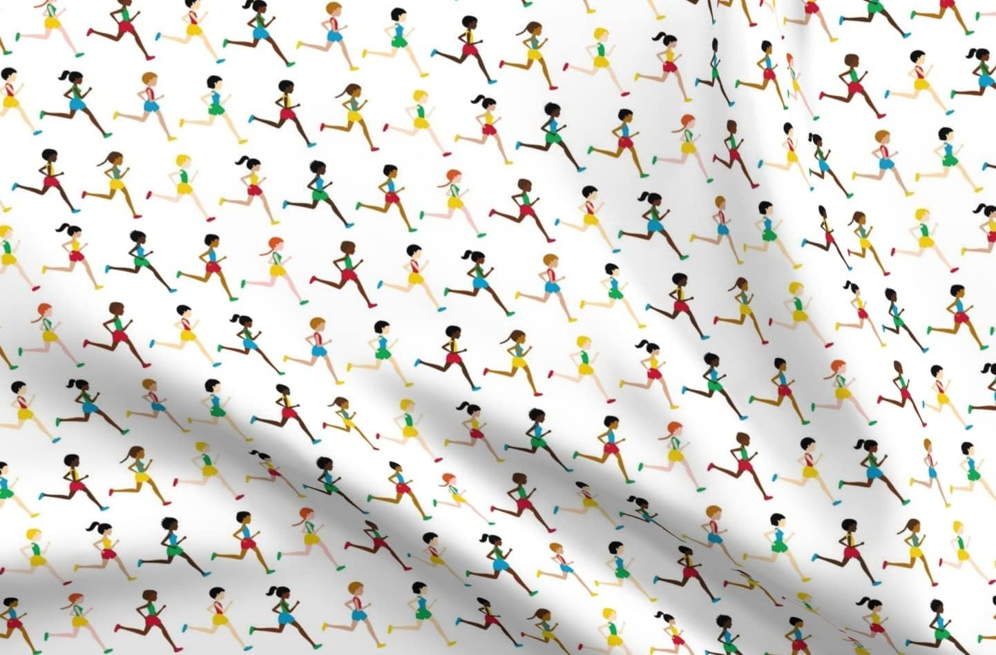 Spoonflower Fabric - Running World Games Sports Colors Runners Color Marathon Run Printed on Petal Signature Cotton Fabric by The Yard - Sewing Quilting Apparel Crafts Decor