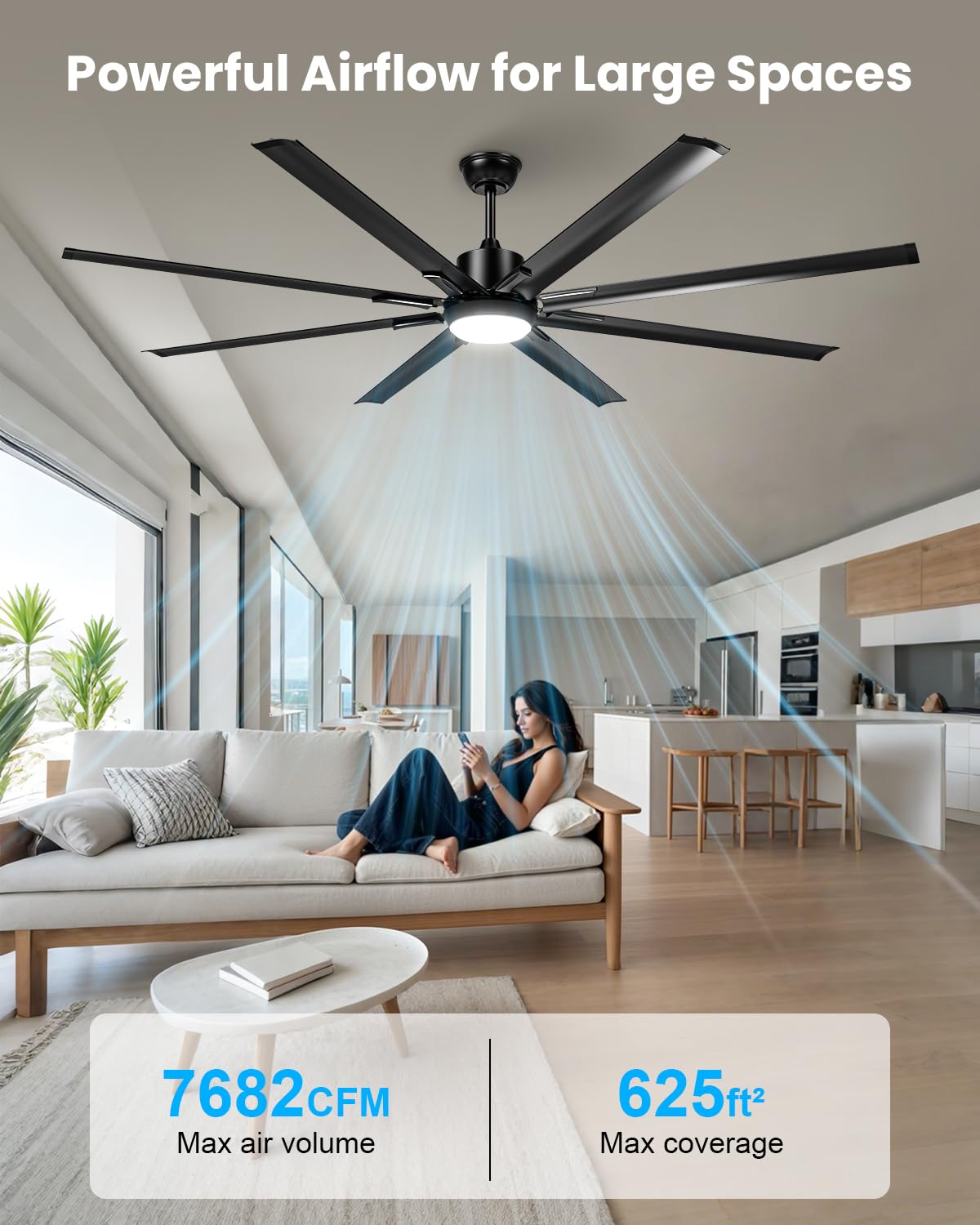 GEBRAUCHT] FABRILAMP - Ventilator De Einziehbarer Deckenventilator Motor Dc Leise Integriert Ledlicht Led 3 Tone De Licht 6 Geschwindigkeiten Fernbedienung Wei Metall 89782436