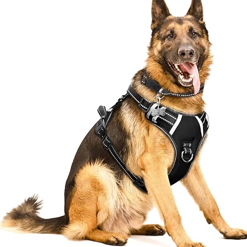 Miniatura 1 de WINSEE - Arnés para perro con collar sin tirones chaleco Oxford reflectante y ajustable asa de fácil control y hebillas para correa adelante y atrás