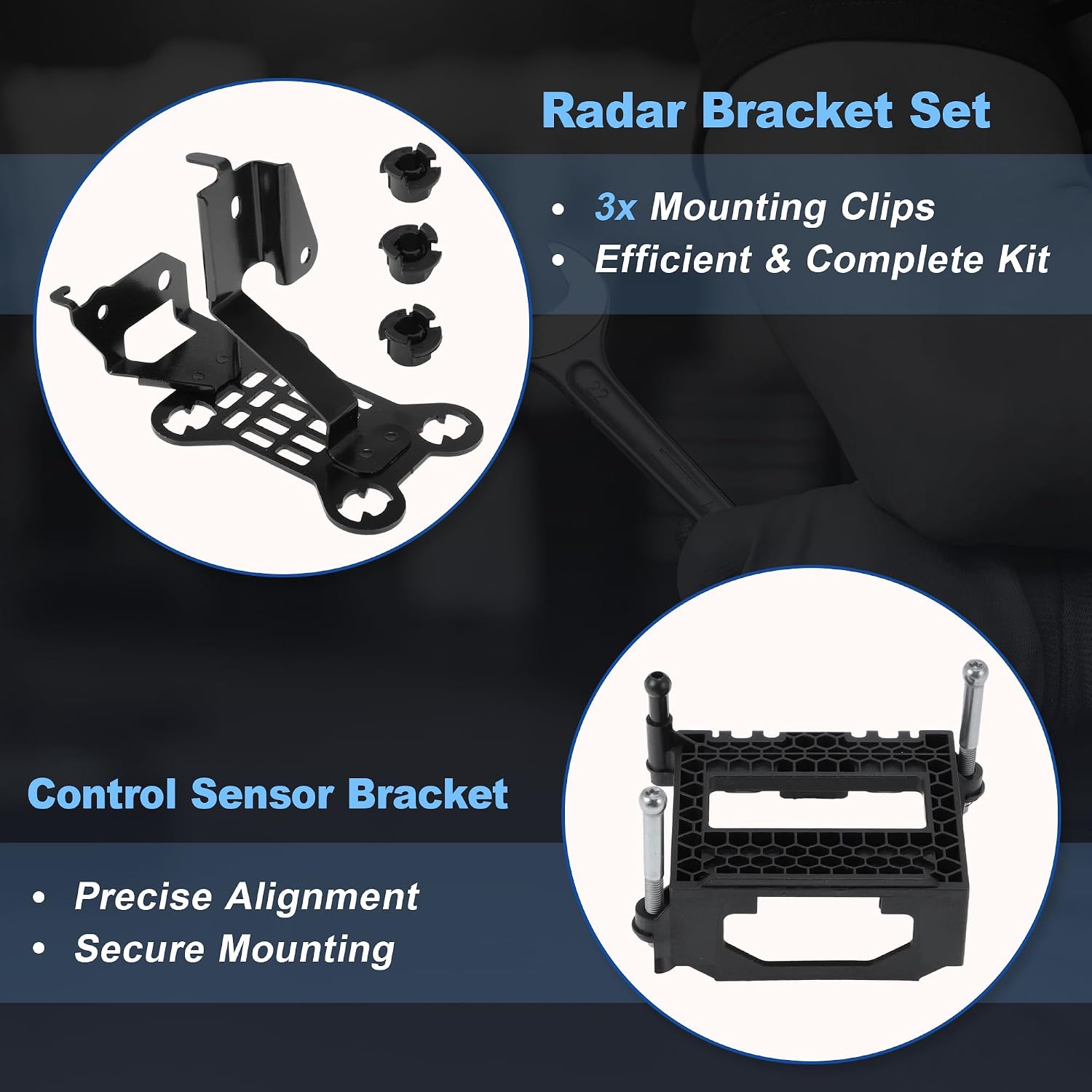 Radar Bracket Set for Honda Civic 2019-2021, Car Radar Cruise Sensor Control Body Bracket W/ 3x Alignment Mounting Clips, 36804-TBA-A10/36806-TLA-A01/36803-TET-H03/36803-TBD-A25