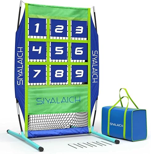 Red de tiro de béisbol y sóftbol, sistema de entrenamiento de práctica portátil con zona de ataque numerada, bolsa de transporte, montaje y