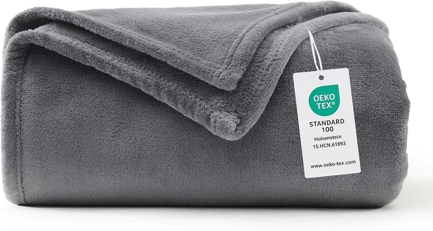 WAVVE Coperta Plaid Pile di Flanella 260gsm - 150x200 cm, Grigio - Coperta Pelosa 200x150 - Divano/Letto Singolo/Matrimoniale, Copridivano di Microfibra Calda e Morbida