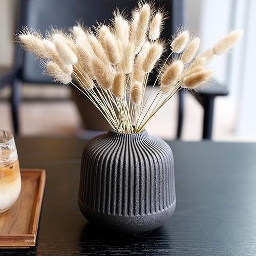 Miniatura 9 de Jarrones blancos mate para decoración del hogar, centros de mesa a rayas, moderno, bohemio, juego de 2 para flores, hierba de pampas, mesa, manto,