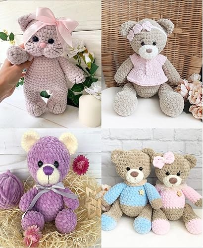 Miniatura 8 de Troyarn Hilo de terciopelo de chenilla para manta de bebé, hilo amigurumi, para tejer y tejer, súper voluminoso, 3.53 oz (132 yardas) (10115 - lila)