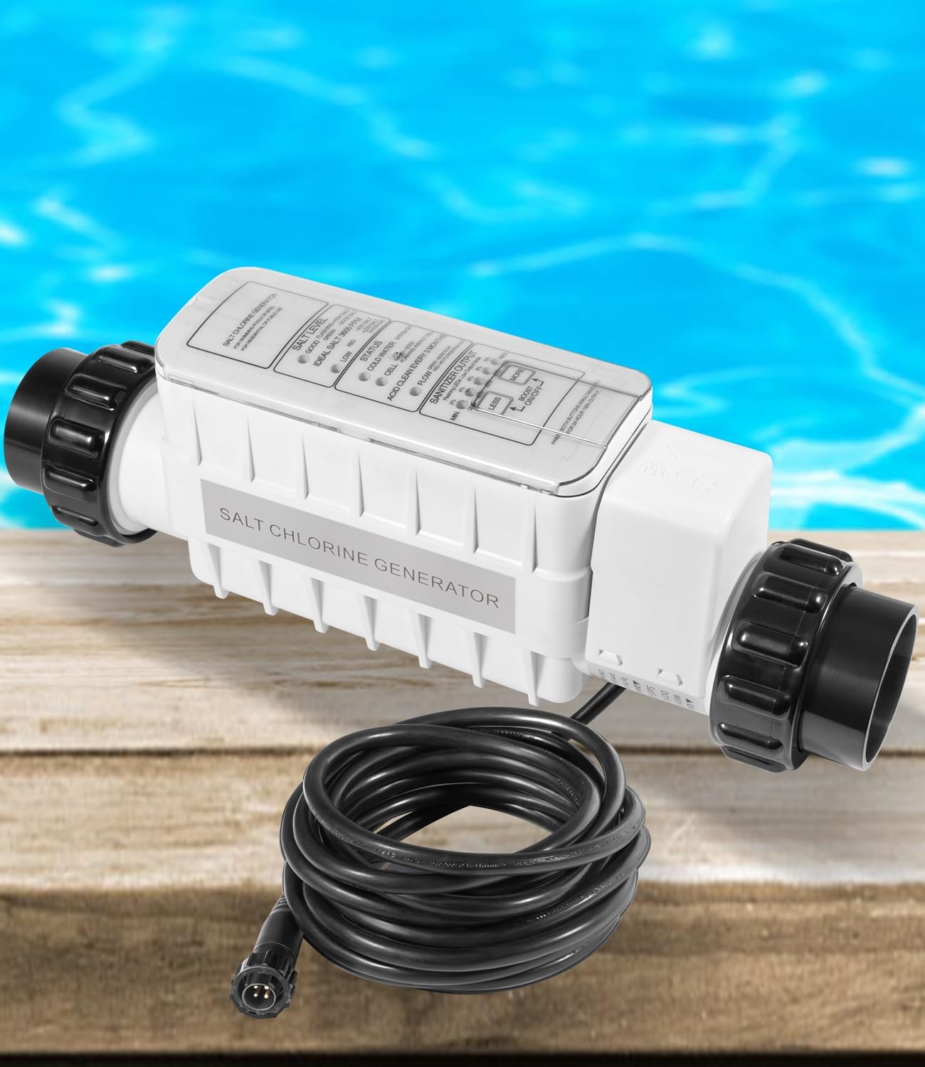 520555 Salt Chlorine Generator Cell, Suitable for Pools Up to 40,000 Gallons, Includes 15' Cable 2" PVC Unions