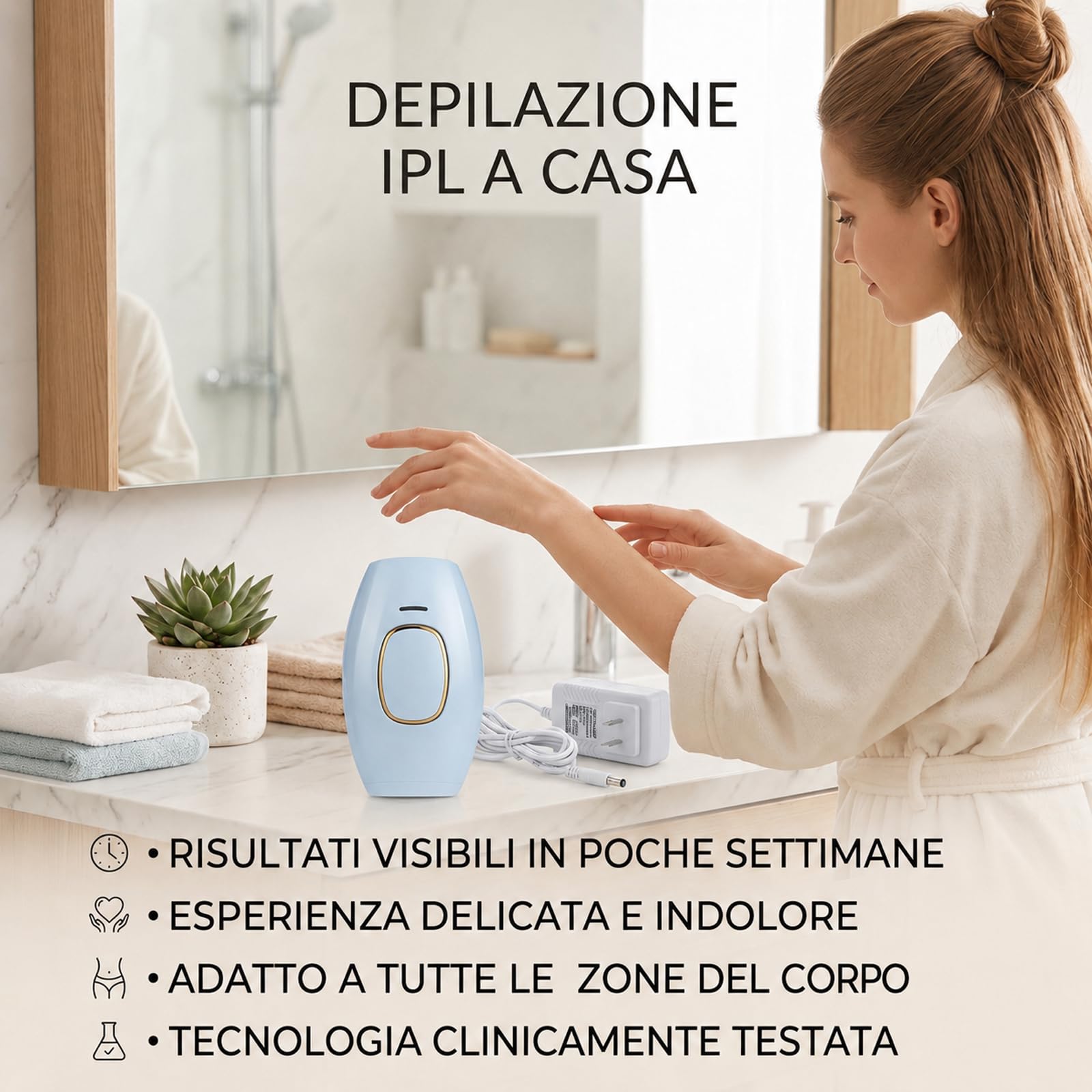Solippy Luce Pulsa 881 Dispositivo di Depilazione IPL a Forma di Pane per Donna Elettrico Bianco
