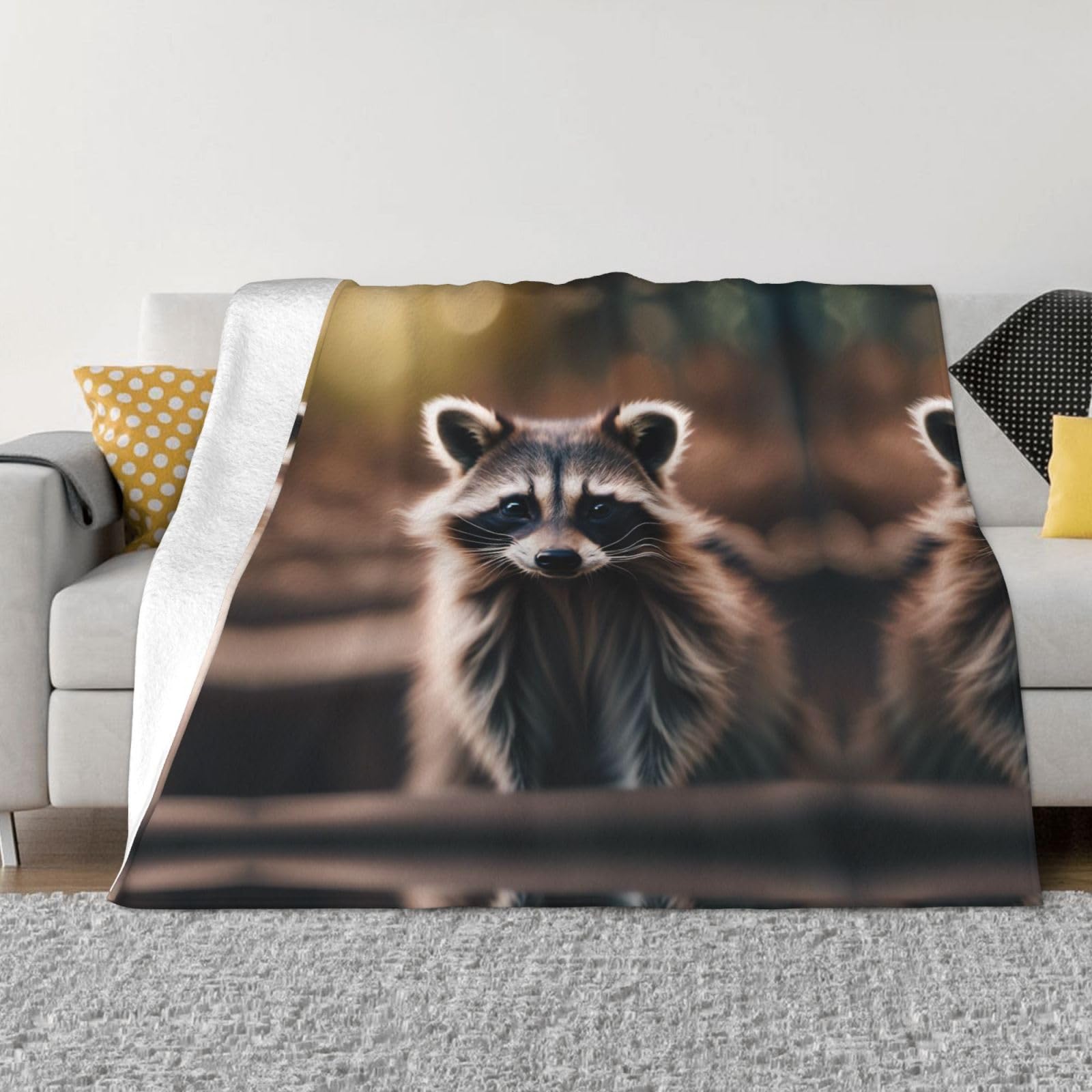 Couverture flanelle raton laveur plaid doux lit canapé