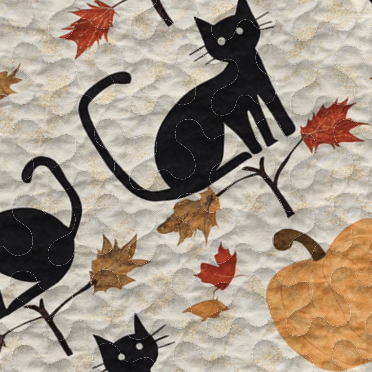 Custom Autumn Town Quilt - Country Patchwork Quilts Queen Size Bedding - Soft Lightweight 3 Pieces King Queen Comforter Set With Leaves Print Decor