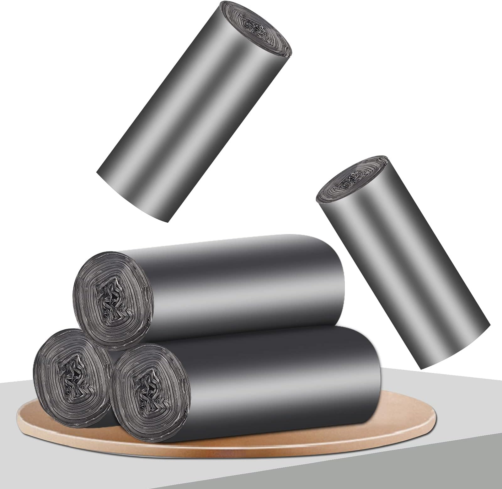 Aocoer Small Trash Bag, 2 to 2.6 Gallon / 10 Liter Dark Gray Garbage Bags, 100 Count