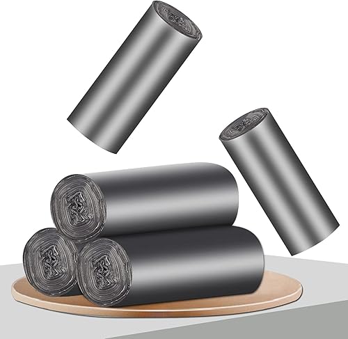 Bolsa de basura de 4 galones, bolsas de basura pequeñas, bolsas de basura gris oscuro de 15 litros, 100 unidades